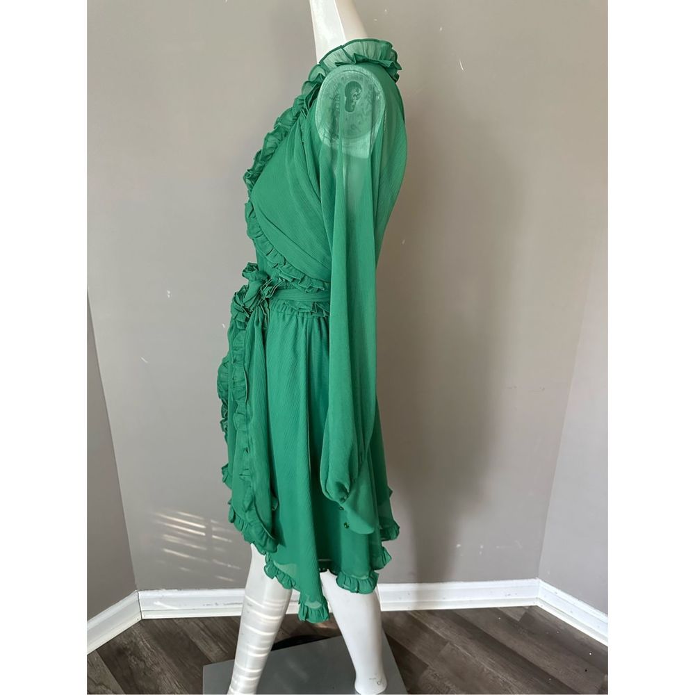 ALEXIS Ruffle-Trimmed Mini Dress - Green Size S $595 - Picture 8 of 12